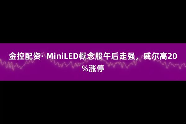 金控配资· MiniLED概念股午后走强，威尔高20%涨停